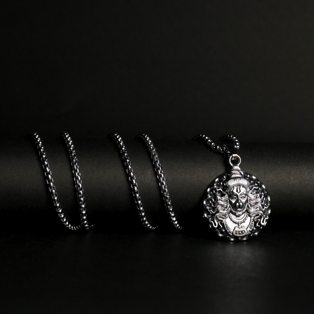Set of 4 Lord Hanumanji Silver Coated Pendant Combo