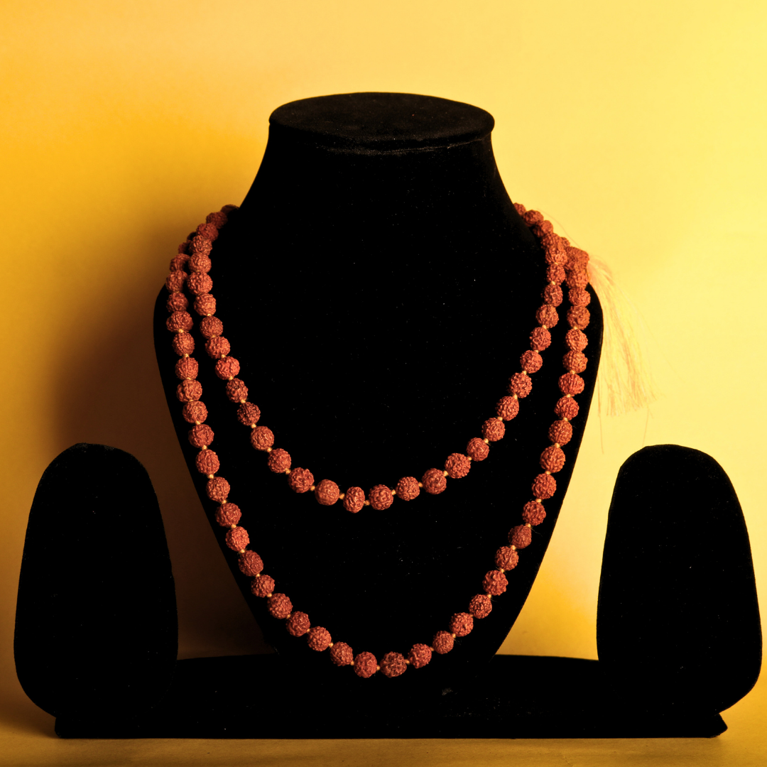 Original Brown Rudraksha Mala – 108+1 Beads for Japa & Meditation