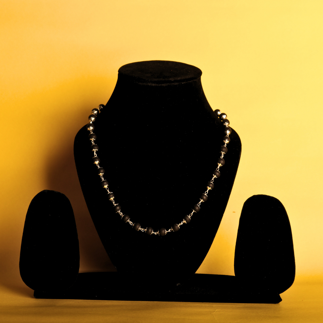 Premium Silver Plated Karungali Mala – Authentic Natural Ebony Wood (Govt. Certified)