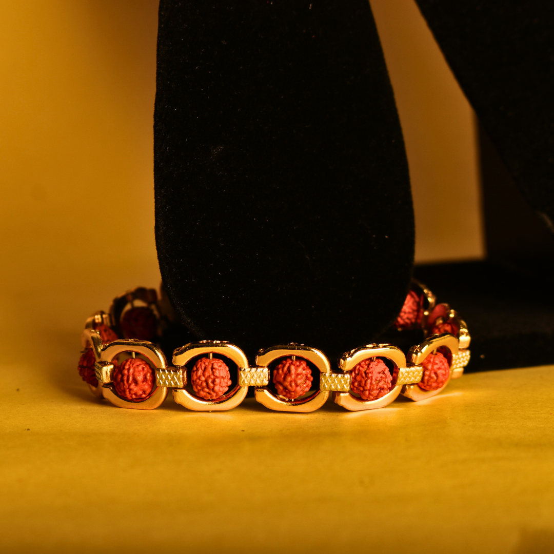 Mahadev Power Trio – Rudraksha Mala + 2 Bracelets Combo (Gold & Silver Finish)