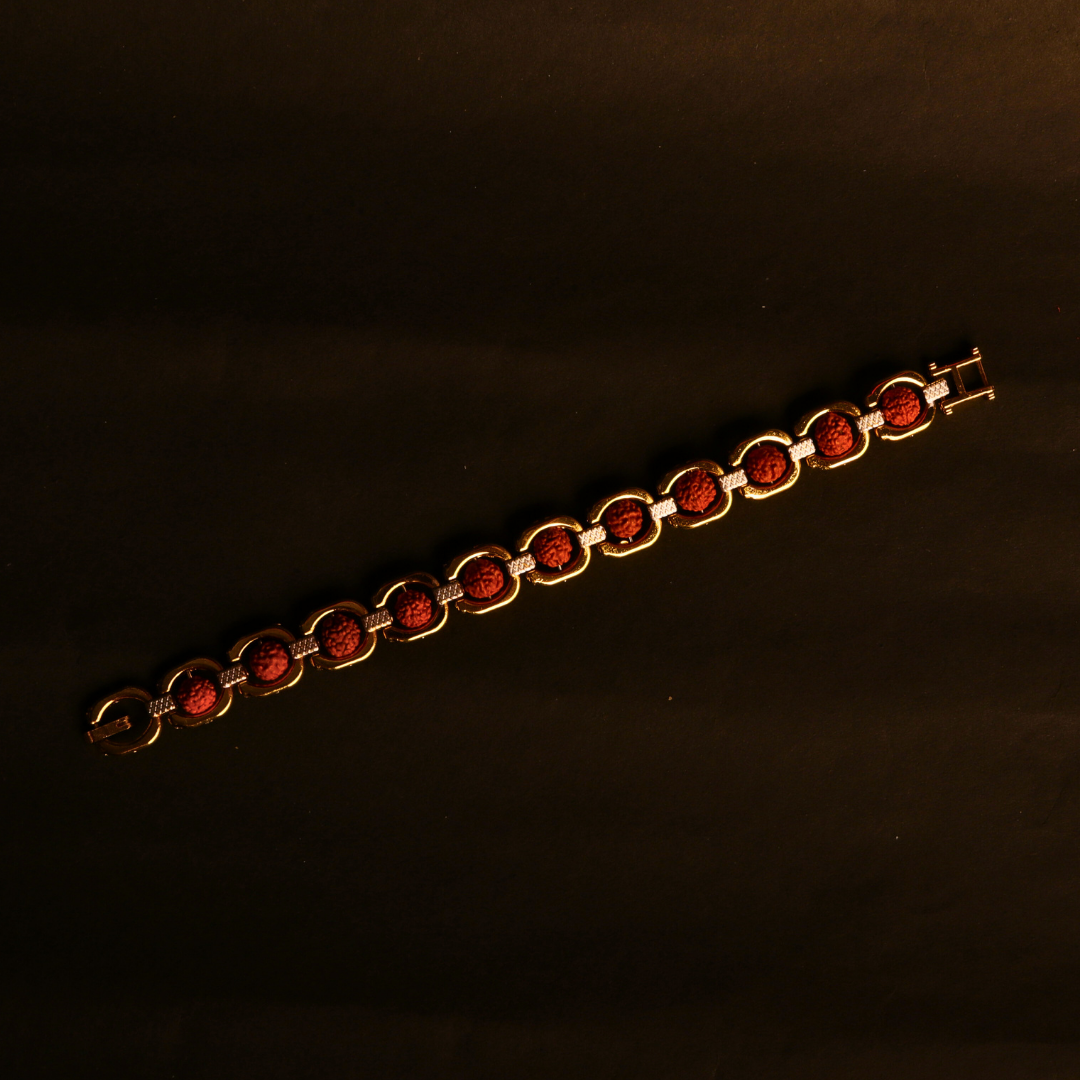 Gold Plated Dual-Tone Rudraksha Bracelet – Modern Spiritual Jewellery