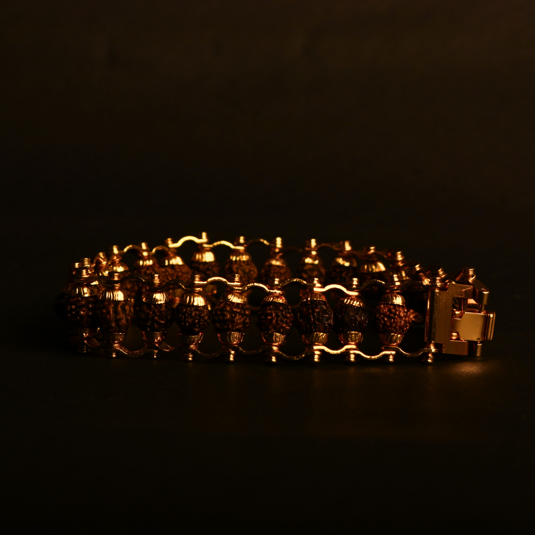 Handcrafted Gold Plated Rudraksha Bracelet – Divine & Fashionable