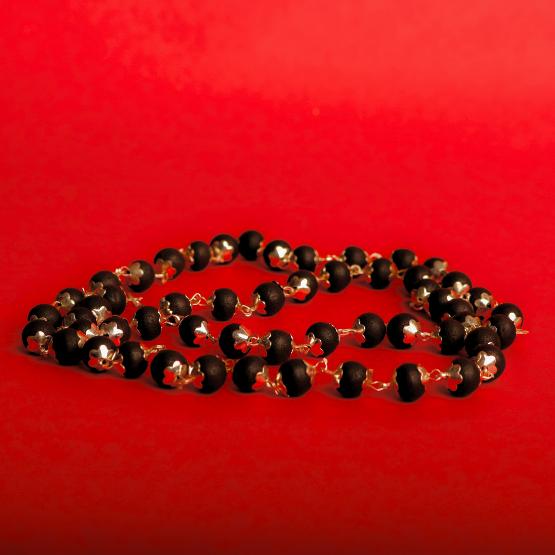 Premium Silver Plated Karungali Mala – Authentic Natural Ebony Wood (Govt. Certified)