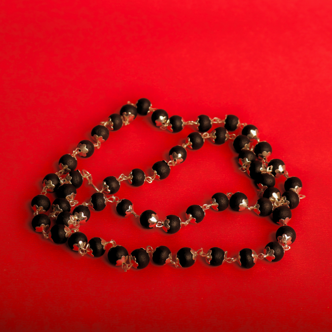Premium Silver Plated Karungali Mala – Authentic Natural Ebony Wood (Govt. Certified)