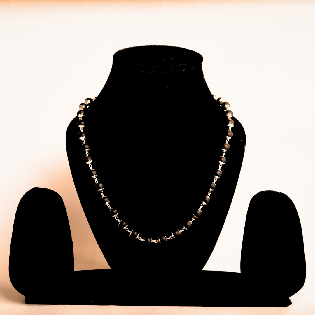 Premium Silver Plated Karungali Mala – Authentic Natural Ebony Wood (Govt. Certified)