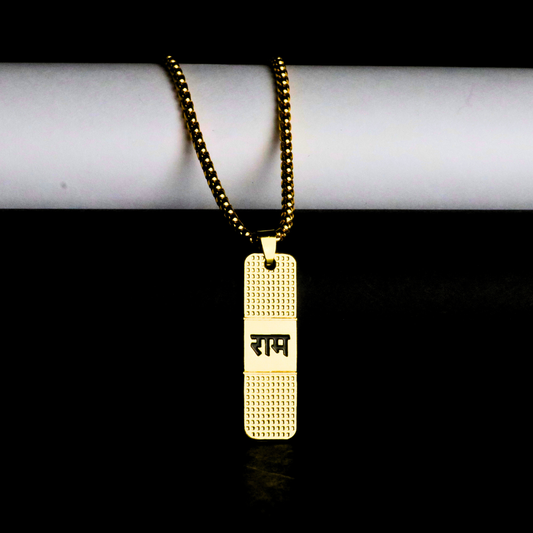 Premium 24K Gold Plated Ram Naam Necklace – Sacred Pendant for Devotees