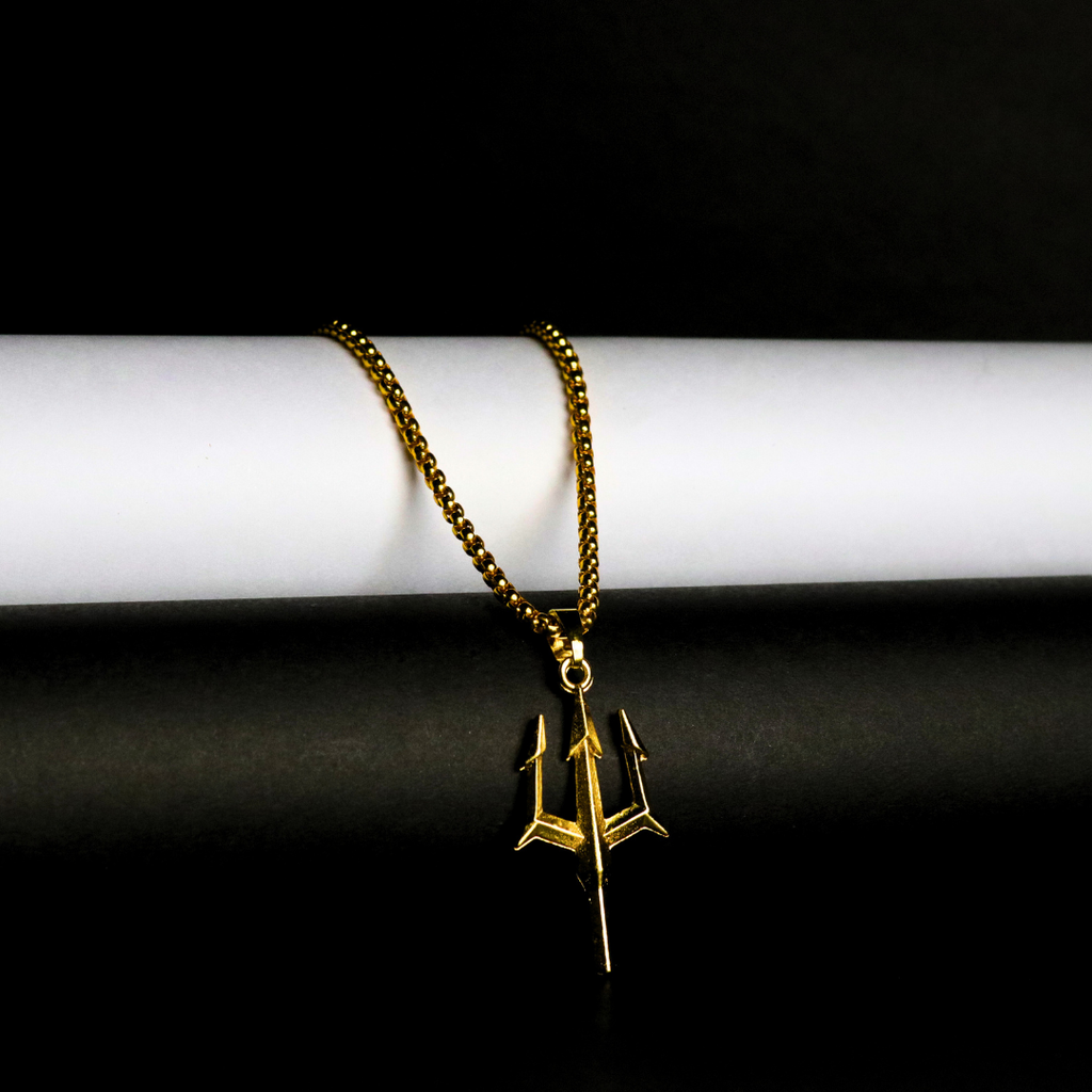 Golden Trishul Pendant Necklace – Lord Shiva's Divine Trident Symbol