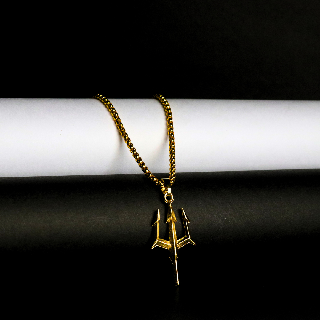 Golden Trishul Pendant Necklace – Lord Shiva's Divine Trident Symbol