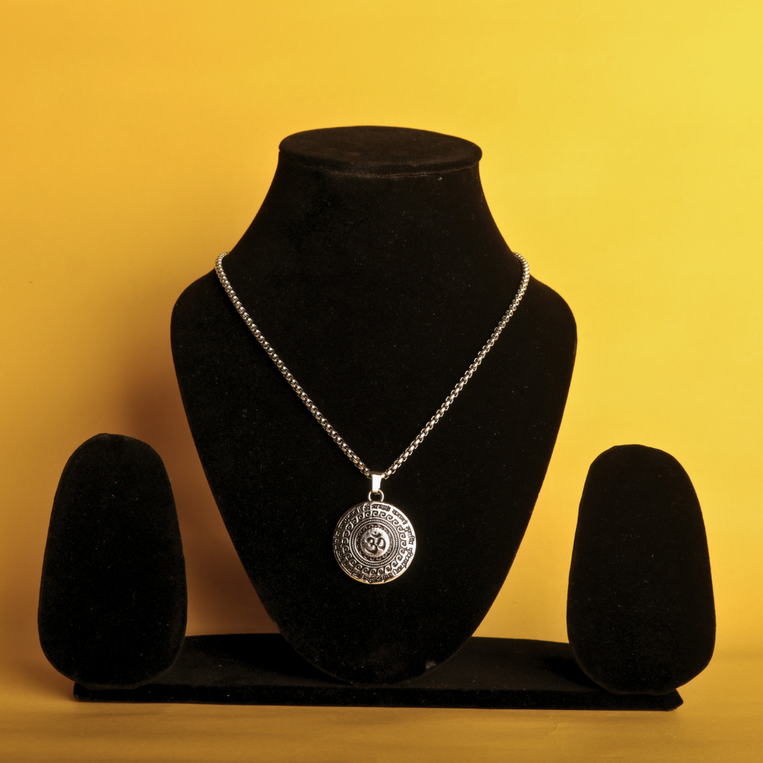 Premium Set of 2 Maha Mrityunjaya Mantra Necklaces – Silver & Gold Plated for Spiritual Power