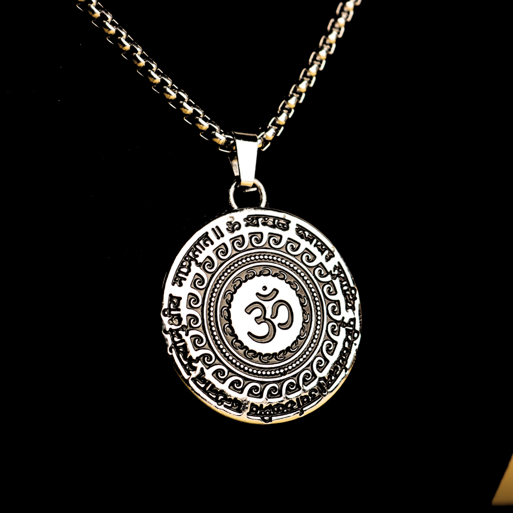 Premium Set of 2 Maha Mrityunjaya Mantra Necklaces – Silver & Gold Plated for Spiritual Power