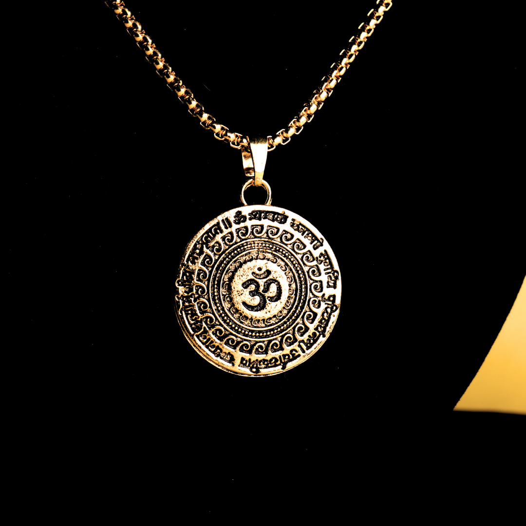 Premium Set of 2 Maha Mrityunjaya Mantra Necklaces – Silver & Gold Plated for Spiritual Power