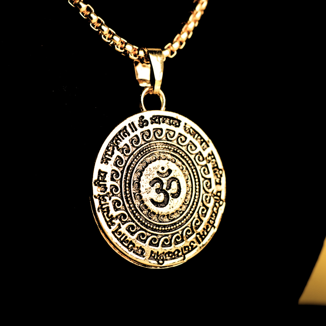 Premium Set of 2 Maha Mrityunjaya Mantra Necklaces – Silver & Gold Plated for Spiritual Power