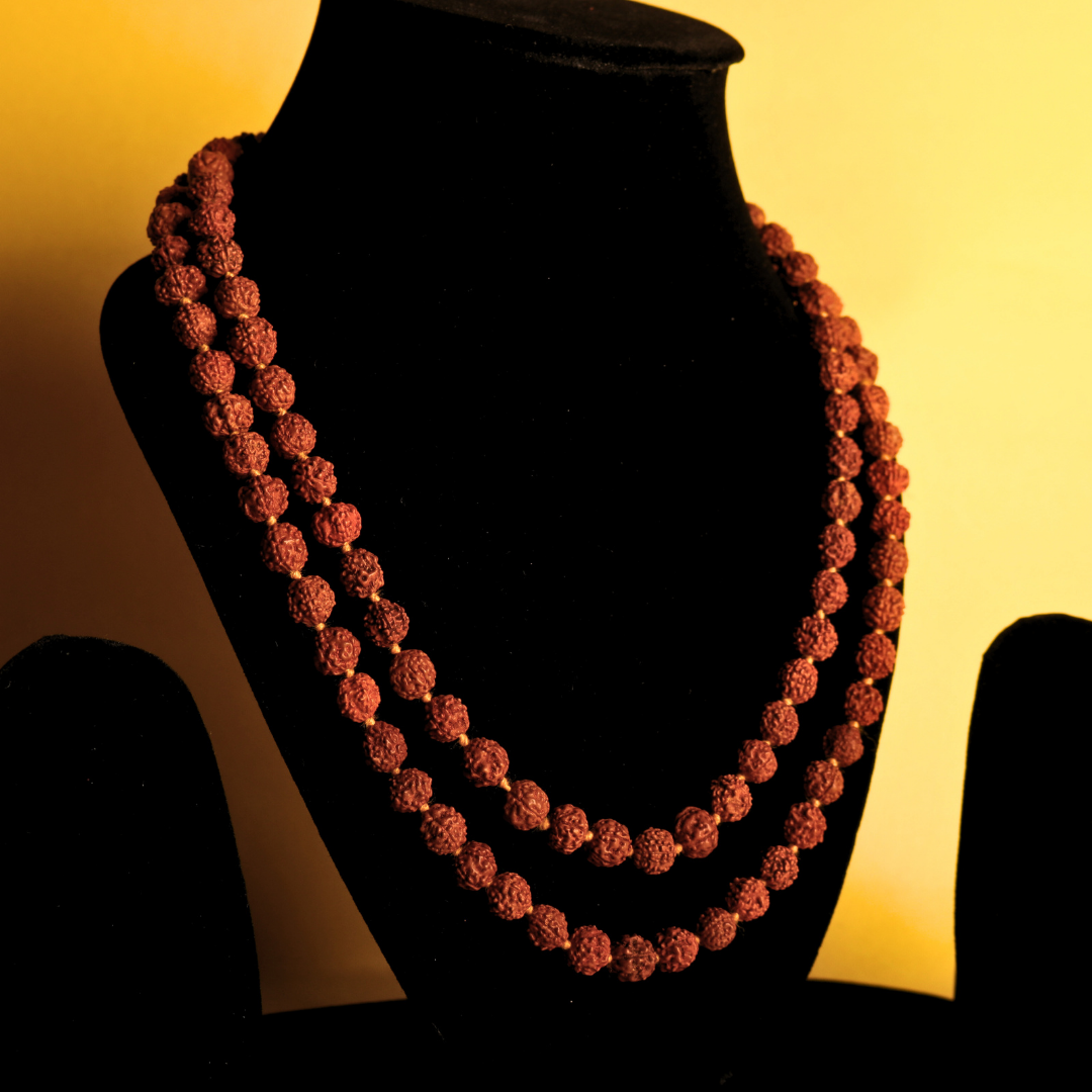 Original Brown Rudraksha Mala – 108+1 Beads for Japa & Meditation