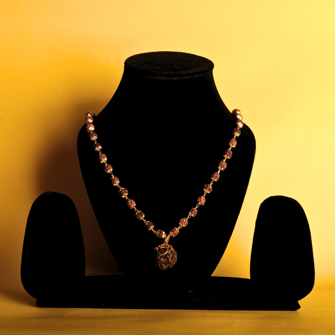 Gold Plated Shree Om Rudraksha Mala