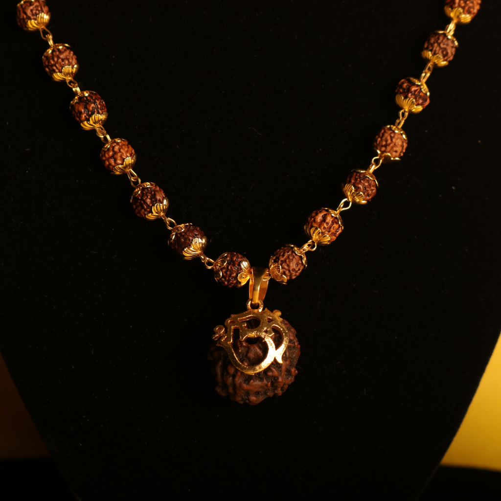 Gold Plated Shree Om Rudraksha Mala