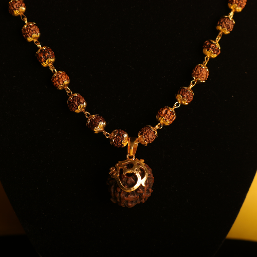 Gold Plated Shree Om Rudraksha Mala