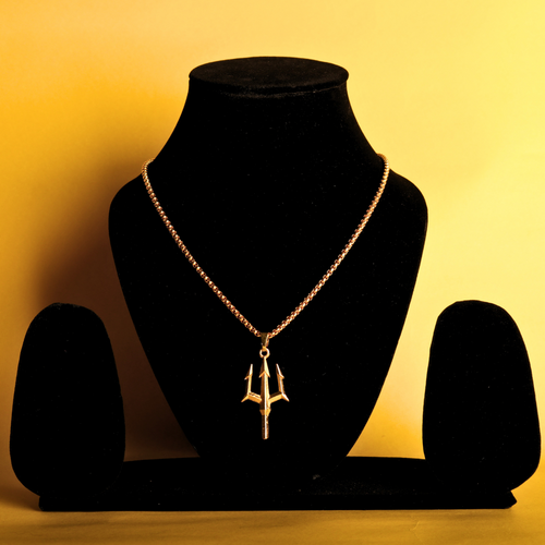 Golden Trishul Pendant Necklace – Lord Shiva's Divine Trident Symbol